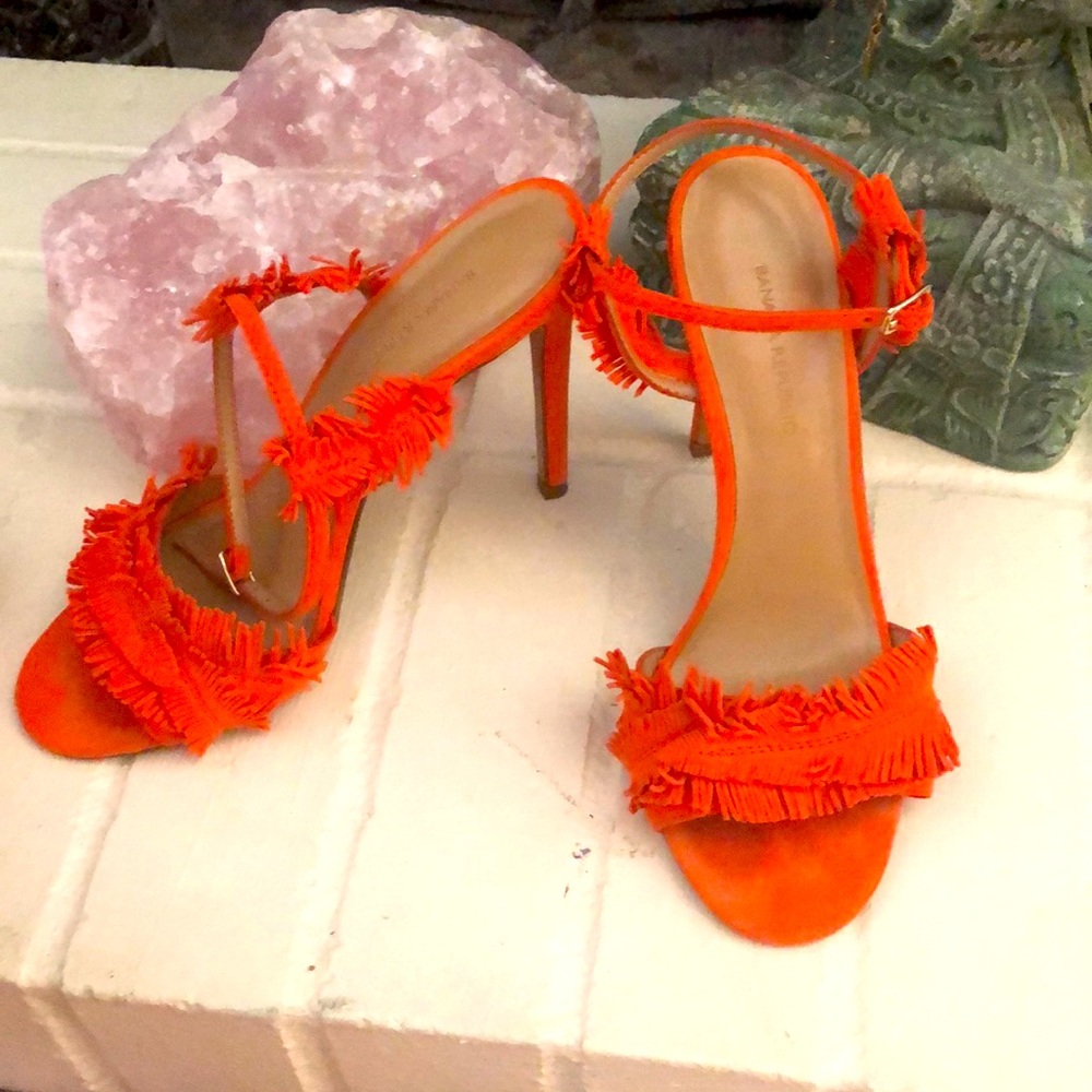 Banana Republic Orange fringe heels
